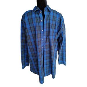 Men's Blue J. Ferrar Shirt Slim Fit Cotton XL Blue Plaid